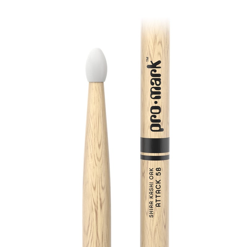 ProMark Drum Sticks - Classic Attack 5B Shira Kashi Oak Drumsticks, Oval Nylon Tip, One Pair - Image 2
